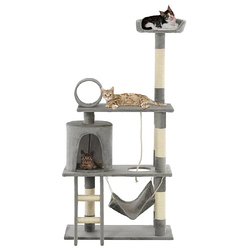 vidaXL Arbre à chat avec griffoirs en sisal 140 cm Gris