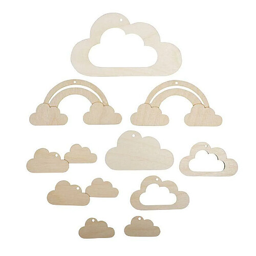 Rayher 10 pendentifs en bois pour mobile petit nuage