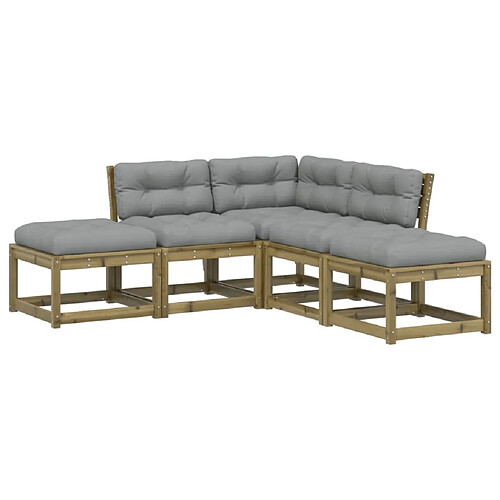 Maison Chic Salon de jardin 5 pcs avec coussins | Ensemble de Table et chaises | Mobilier d'Extérieur bois de pin imprégné -GKD69040