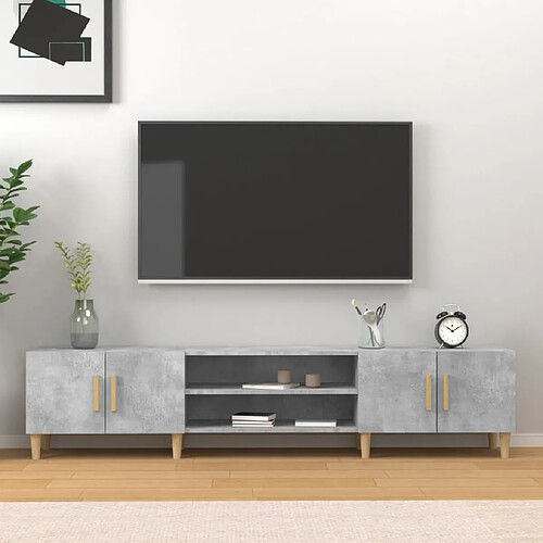 Maison Chic Meuble TV scandinave - Banc TV pour salon gris béton 180x31,5x40 cm bois d'ingénierie -MN68898