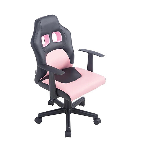 Decoshop26 Fauteuil chaise de bureau pour enfant en synthétique rose hauteur réglable BUR10185