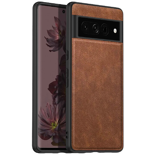 Coque en TPU + PU anti-rayures, style rétro pour votre Google Pixel 7 Pro - marron