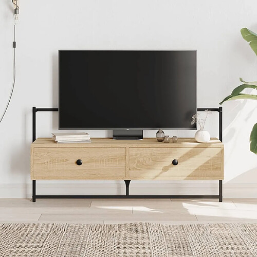 Maison Chic Meuble TV scandinave mural Banc TV suspendu pour salon - chêne sonoma 100,5x30x51 cm bois d'ingénierie -MN53308