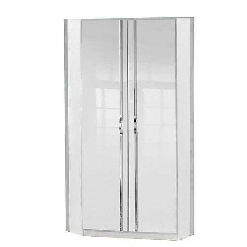 Inside 75 Armoire dressing d'angle KROOS 2 portes 95*95 laquée blanc brillant