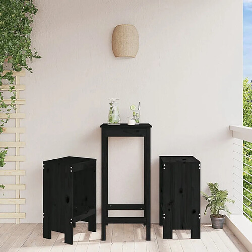 vidaXL Tabourets de bar lot de 2 noir 40x36x75 cm bois massif de pin