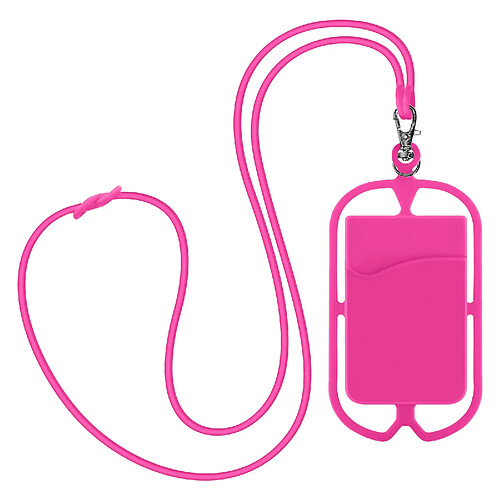 Avizar Coque Cordon Universelle pour Smartphone avec Porte-carte NeckPouch Fuchsia