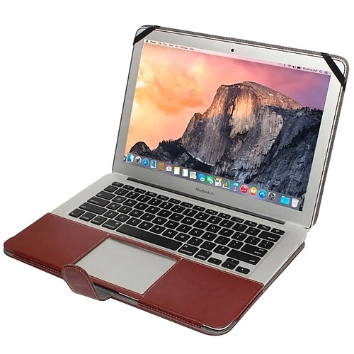 Wewoo Housse Étui marron pour MacBook Air de 11,6 pouces ordinateur portable avec fermeture à pression en cuir