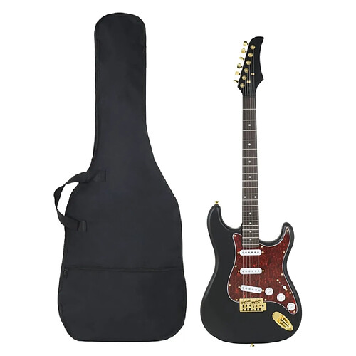 vidaXL Guitare électrique pour débutants et sac noir et doré 4/4 39"