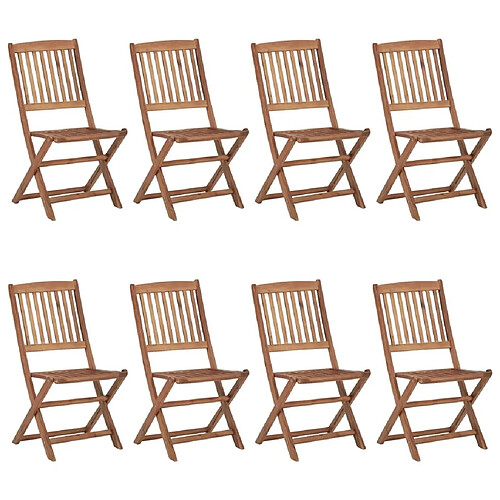 Maison Chic Lot de 8 Chaises pliables de jardin - Fauteuil d'extérieur avec coussins Bois d'acacia -MN79895