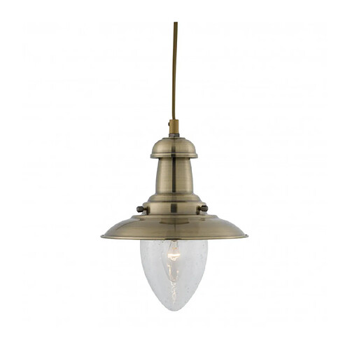 Searchlight Suspension 18 cm Fisherman, en laiton antique et verre