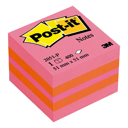 Bloc cube couleurs rose Post-it 51 x 51 mm - bloc de 400 feuilles