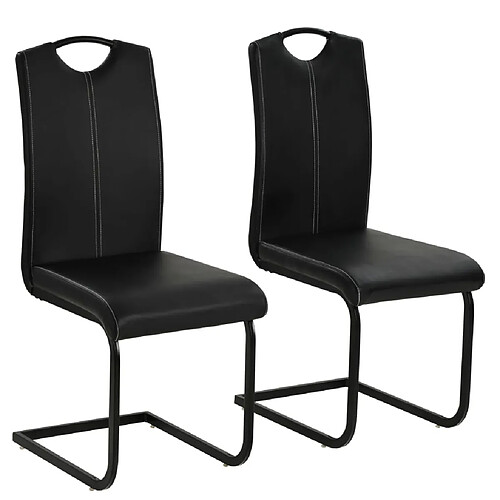 vidaXL Chaises à manger cantilever lot de 2 noir similicuir