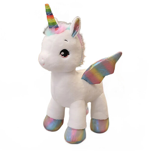 Universal 60cm licorne rêve arc-en-ciel peluche jouet cheval PP peluche animal canapé décoration | oreiller de luxe (blanc)