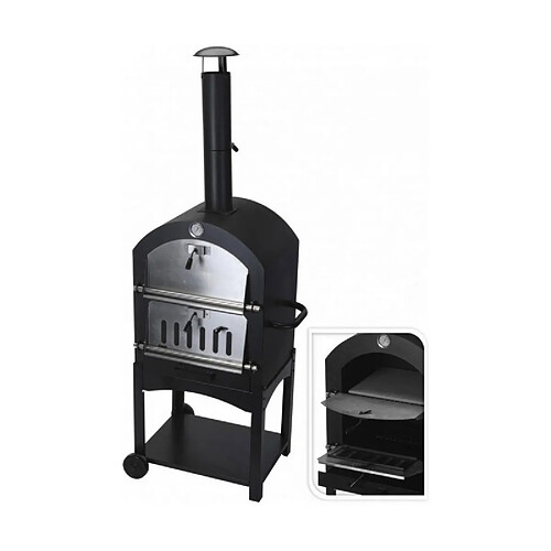 BigBuy BBQ Roues de barbecue au charbon de bois Noir (Ø10 x 46,5 cm) (44,5 x 65 x 158 cm)