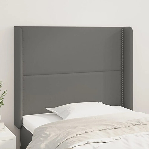 vidaXL Tête de lit avec oreilles Gris 93x16x118/128 cm Similicuir