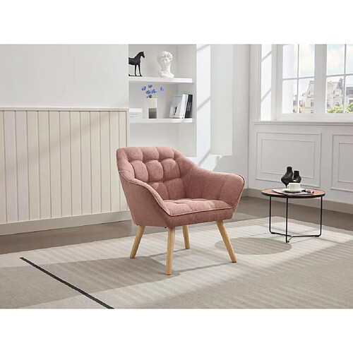 Vente-Unique Fauteuil en tissu rose chiné CASERTA