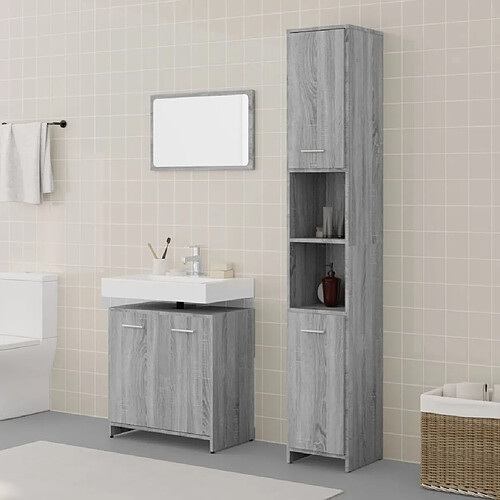 vidaXL Ensemble de meubles de salle de bain 3 pcs Sonoma gris