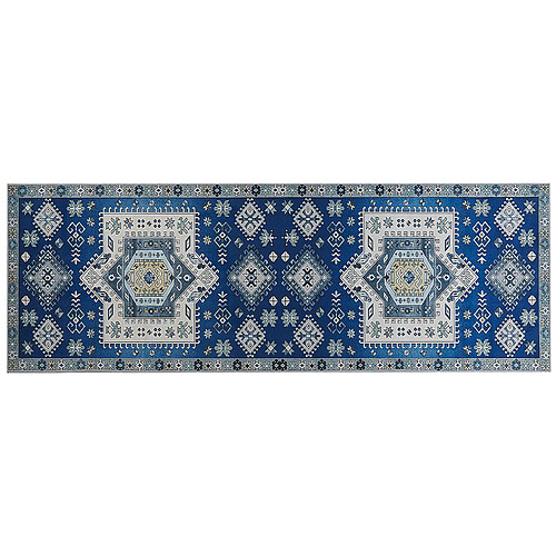 Beliani Tapis bleu et beige 70 x 200 cm PARVAKADLI