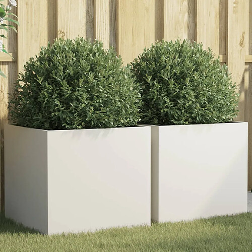 vidaXL Jardinières 2 pcs blanc 49x47x46 cm acier