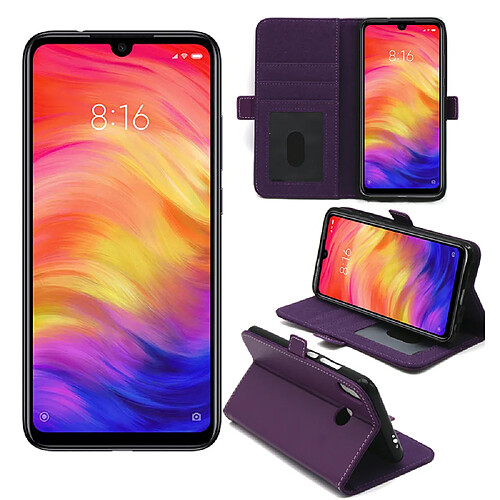 Xeptio Xiaomi Redmi Note 7 housse pochette portefeuille violette avec porte cartes