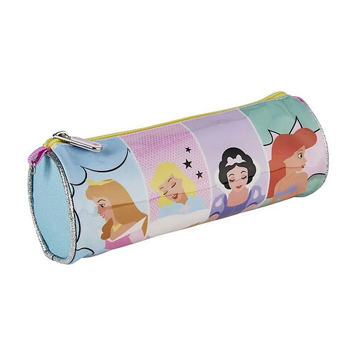 Trousse d'écolier cylindrique Princesses Disney Rose (8 x 8 x 23 cm)