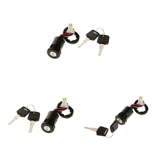 Cylindre De Verrouillage D'allumage 3pcs Adapté Pour Les Quads VTT Et Les Vélos De Saleté 110cc 125cc 150cc