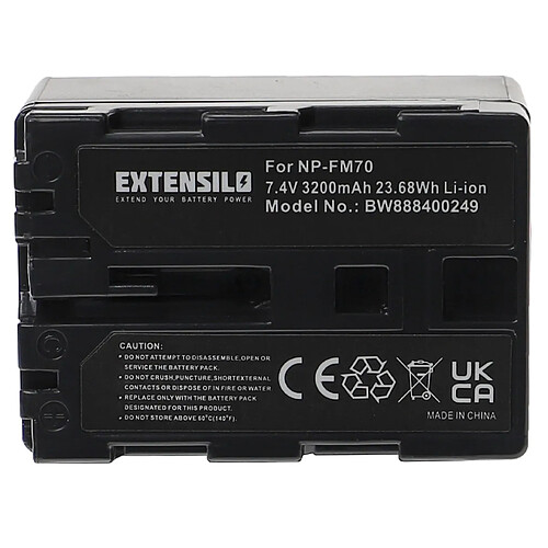 Vhbw EXTENSILO Batterie compatible avec Sony DCR-TRV240, DCR-TRV245, DCR-TRV25, DCR-TRV250 appareil photo, reflex numérique (3200mAh, 7,4V, Li-ion)