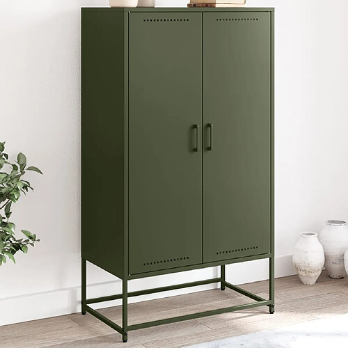 vidaXL Buffet haut vert olive 68,5x38,5x123,5 cm acier