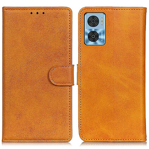 Etui en PU texture, antichoc avec support pour votre Motorola Moto E22 4G/E22i 4G - marron