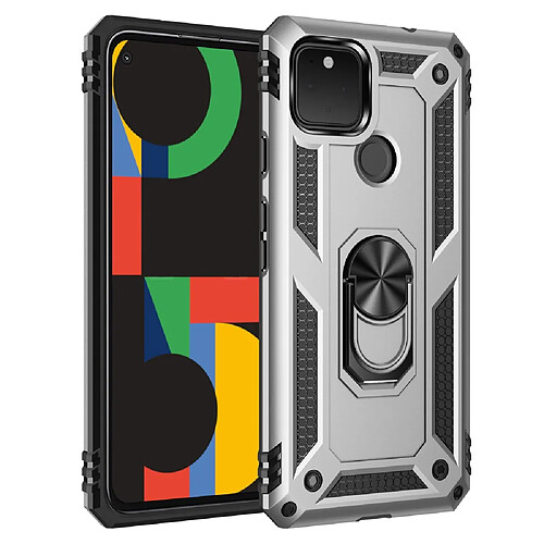 Coque en TPU Anti-chute hybride avec béquille argent pour votre Google Pixel 4a 5G