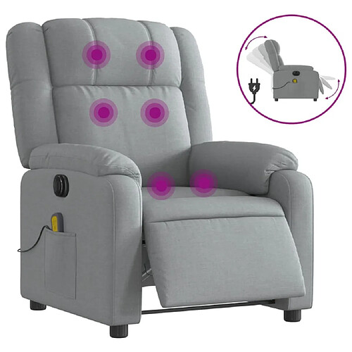 Maison Chic Fauteuil Relax pour salon, Fauteuil de massage inclinable électrique gris clair tissu -GKD66688