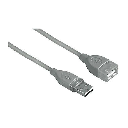 HAMA Rallonge USB 2.0, fiches A mâle / fiche A femelle, 1,80m. Gris