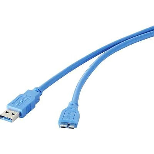 Renkforce USB 3.0 câble de raccordement [1x USB 3.0 prise mâle A - 1x USB 3.0 prise mâle Micro B] 1 m bleue ore Stec