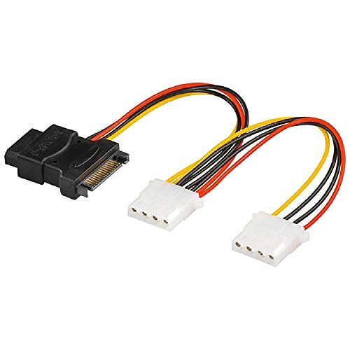 PremiumCord Câble d'alimentation Y pour HDD Serial ATA avec 3 fiches 5, 25 Pouces 15 cm