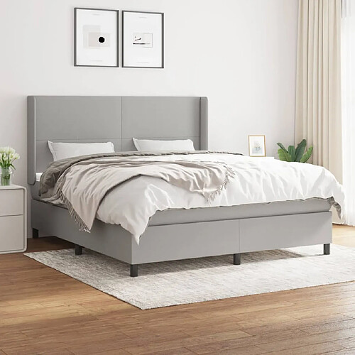 vidaXL Sommier à lattes de lit avec matelas Gris clair 180x200cm Tissu