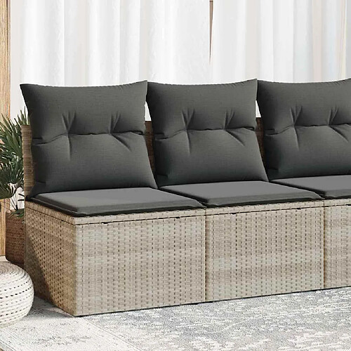 vidaXL Salon de jardin 2 pcs avec coussins gris clair polyrotin acacia