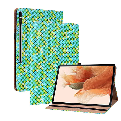 Etui en PU texture tissée avec support vert pour votre Samsung Galaxy Tab S8 Plus