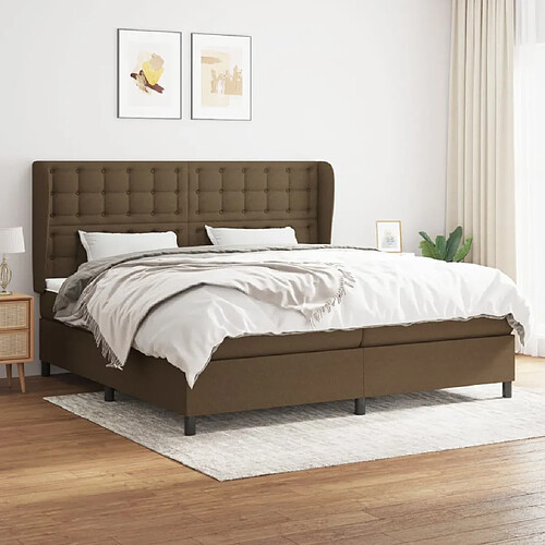 vidaXL Sommier à lattes de lit avec matelas Marron foncé 200x200 cm