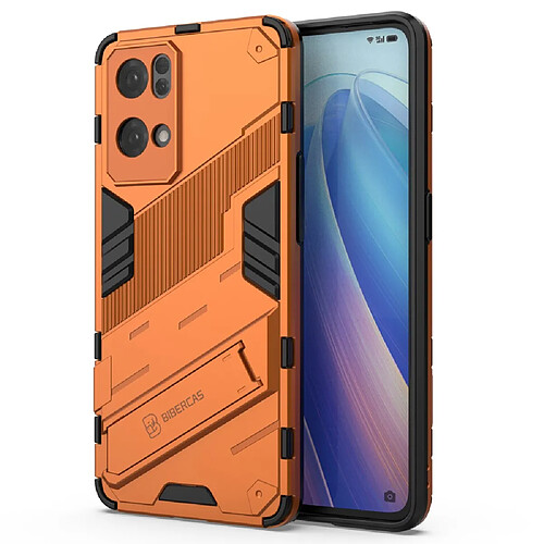 Coque en TPU anti-griffes, anti-choc avec béquille, orange pour votre Oppo Reno7 Pro 5G