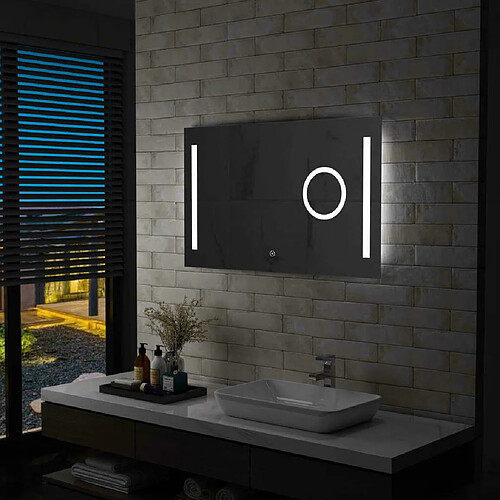 Maison Chic Miroir mural à LED et capteur, Miroir mural de salle de Bain tactile 100x60cm -MN71876