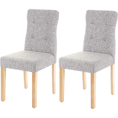 Decoshop26 Lot de 2 chaises en tissu gris pieds en bois clair CDS04445