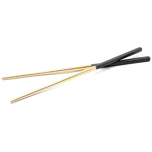 vhbw 1x paire de baguettes chopsticks en acier inoxydable - or / noir