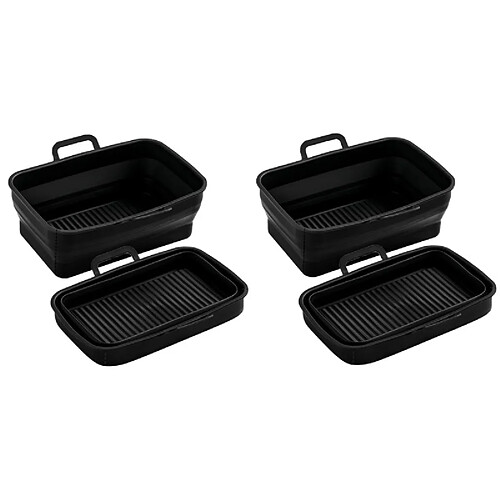 INF Bol carré pliable en silicone pour friteuse à air, paquet de 2 Black