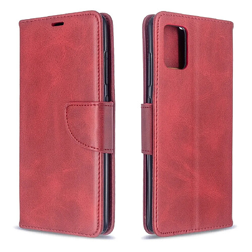 Wewoo Housse Coque Pour Galaxy A51 Retro Lambskin Texture Pure Color Horizontal Flip PU en cuir avec support et fentes cartes et portefeuille et lanière rouge