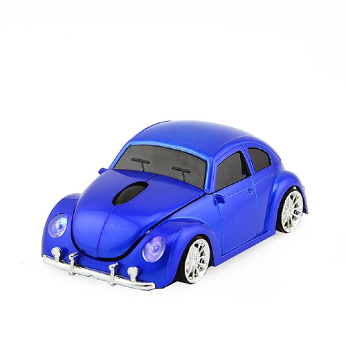 Souris de jeu sans fil 2.4GMouse Cool Car Beetle Shape avec récepteur USB pour ordinateur portable - Bleu