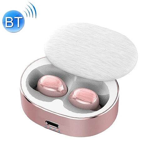 Wewoo Mini Portable Écouteur stéréo Bluetooth V5.0 à réduction de bruit intra-auriculaire avec boîtier chargement à rotation 360 degrés (Or rose)