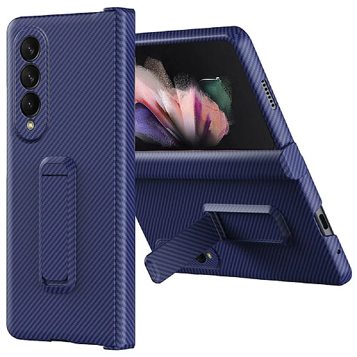 Coque en TPU antichoc, texture en fibre de carbone, anti-rayures bleu pour votre Samsung Galaxy Z Fold3 5G