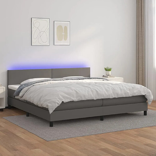 Sommier à lattes et LED,Cadre à lattes de lit avec matelas pour Adulte Gris 200x200 cm -MN55366