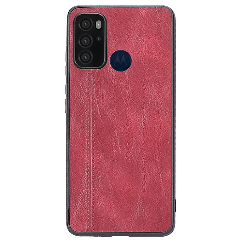 Coque en TPU + PU rouge pour votre Motorola Moto G60S