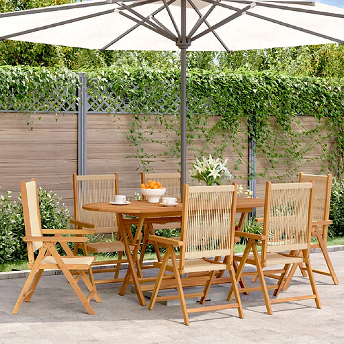 vidaXL Chaises inclinables de jardin lot de 6 beige bois massif acacia